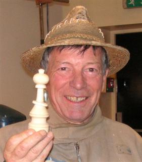 Chess piece turned using only a skew chisel